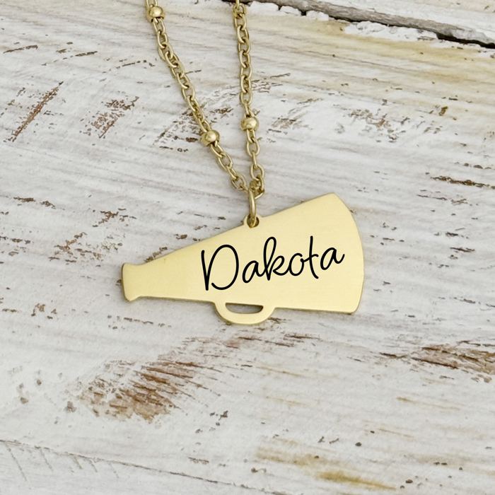 Personalized Stainless Steel Cheer / Megaphone Necklace