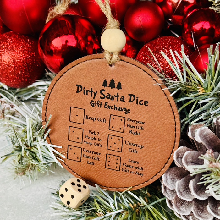 Christmas Dice Game aka Dirty Santa Leatherette Christmas Ornament
