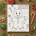 Gingerbread Man Single Personalized Color-Me Christmas Canvas