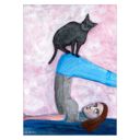 12 x 16 inches Sharyn Bursic - Yoga with my cat  Poster  without frame