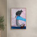 12 x 16 inches Sharyn Bursic - Yoga with my cat  Poster  without frame