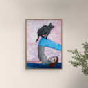 20 x 28 inches Sharyn Bursic - Yoga with my cat  Poster  without frame