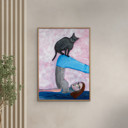 30 x 40 inches Sharyn Bursic - Yoga with my cat  Poster  without frame