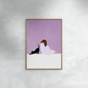 12 x 16 inches Bea Muller - Girl and Cat  Poster  without frame