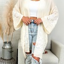 Beige One Size Fits Most Embroidered Floral Vine Lace Cardigan / Kimonos boho chic Cover-up