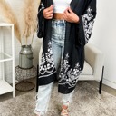Black One Size Fits Most Embroidered Floral Vine Lace Cardigan / Kimonos boho chic Cover-up