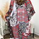 One Size Fits Most Red Boho Print Lightweight Kimono / Kimonos boho chic Cover-up