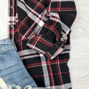 S-M Black Everyday Casual Oversized Long Sleeve Flannel