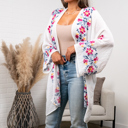 One Size Fits Most White Elsa Flower Embroidered Cardigan