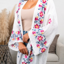 One Size Fits Most White Elsa Flower Embroidered Cardigan