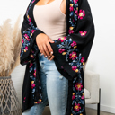 One Size Fits Most Black Elsa Flower Embroidered Cardigan