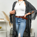 One Size Fits Most Charcoal Tulum Boho Kimono Cardigan