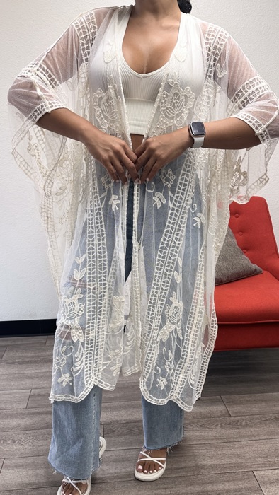 Vivian Lace Embroidered Kimono