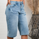 Light Wash Large Adi Distressed Jorts