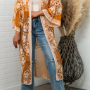 One Size Fits Most Tangerine Nadia Mesh Embroidered Boho Lace Kimono