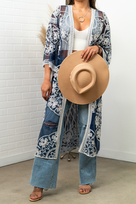 Nadia Mesh Embroidered Boho Lace Kimono