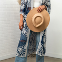 One Size Fits Most Navy Nadia Mesh Embroidered Boho Lace Kimono