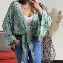 One Size Fits Most Dusty Turquoise Layla Embroidered  Floral Kimono Wrap