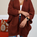 One Size Fits Most Cognac Catalina Ribbed Knit Cardigan