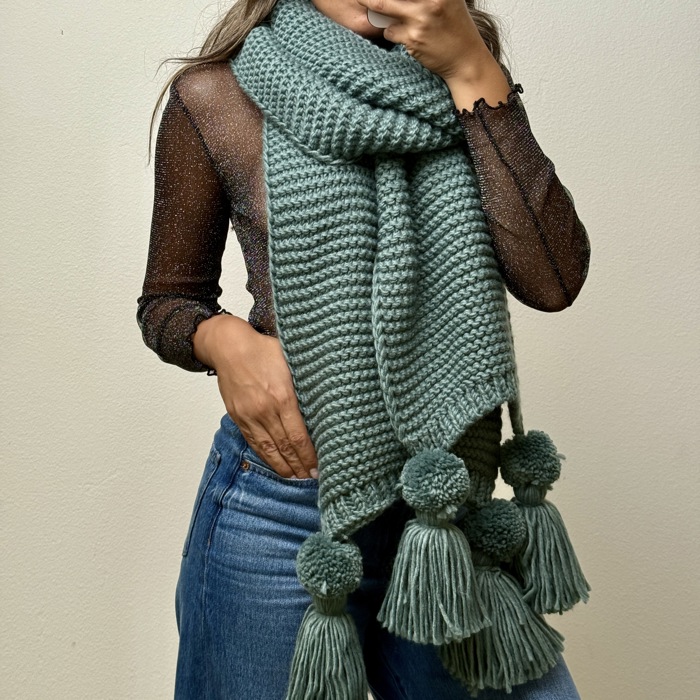 Alba Huge Knitted Pom Tassel Scarf