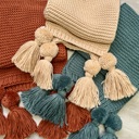Rust Alba Huge Knitted Pom Tassel Scarf