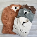 Large Mint Stone Corduroy Button Up Jacket With Sherpa