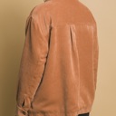 Medium Pumpkin Corduroy Button Up Jacket With Sherpa