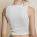 Large White Mesh V-Neck Ribbed Seamless Crop Tank Top