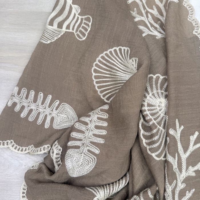 Vallarta Seashell Embroidered Kimono Beach Cover Up