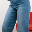 Large Elena Rhinestone Straight Jeans