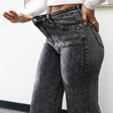Medium Camille Charcoal Rhinestone Sparkly High Waisted Jeans