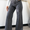 Medium Camille Charcoal Rhinestone Sparkly High Waisted Jeans