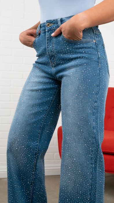 Elena Rhinestone Straight Jeans