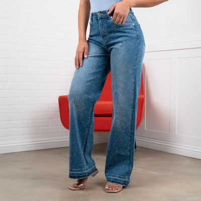 Elena Rhinestone Straight Jeans