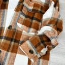 Small Camel Wool Blend Plaid Button Up Shacket