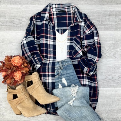 Everyday Casual Oversized Long Sleeve Flannel