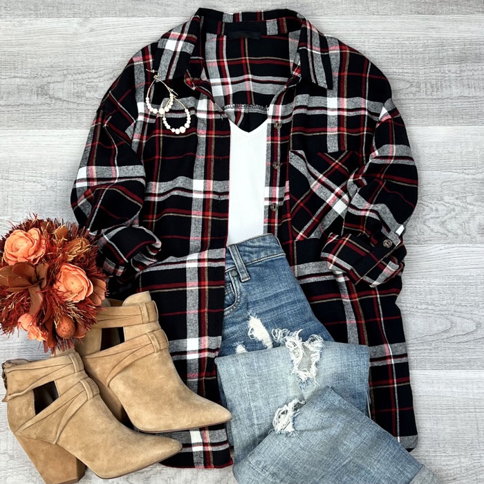 Everyday Casual Oversized Long Sleeve Flannel