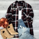 S-M Black Everyday Casual Oversized Long Sleeve Flannel
