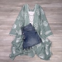 Sage Vallarta Seashell Embroidered Kimono Beach Cover Up