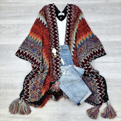 Dalila Colorful Crochet ruana/cardigan