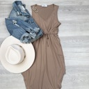 Small Mocha Brooke Side Pockets Sleeveless Dress