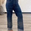  Lumi Cuffs Detail High-Waisted Sparkle Jeans