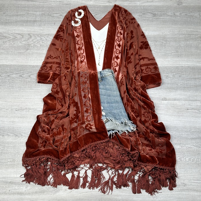 Velvet Mesh Boho Kimono / Kimonos boho chic Cover-up