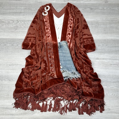Velvet Mesh Boho Kimono / Kimonos boho chic Cover-up