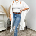  Solid Ruffle Boho Cardigan/ Kimono