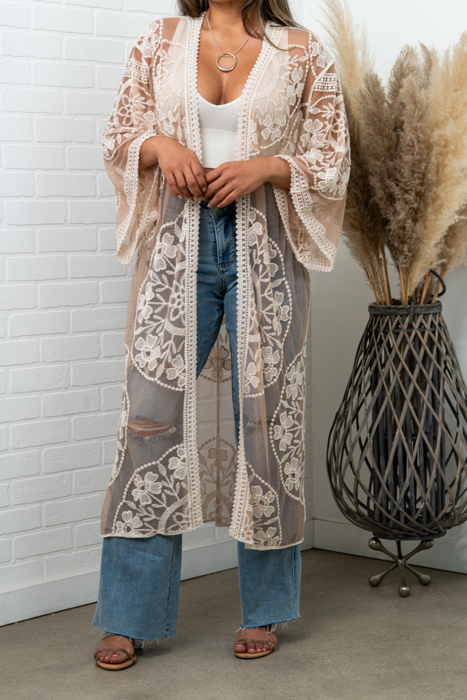 Nadia Mesh Embroidered Boho Lace Kimono