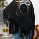 One Size Fits Most Black Medallion Boho Tassel Kimono / Kimonos boho chic Cover-up