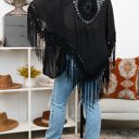 One Size Fits Most Black Medallion Boho Tassel Kimono / Kimonos boho chic Cover-up