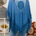One Size Fits Most Blue Medallion Boho Tassel Kimono / Kimonos boho chic Cover-up