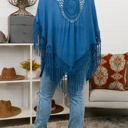 One Size Fits Most Blue Medallion Boho Tassel Kimono / Kimonos boho chic Cover-up